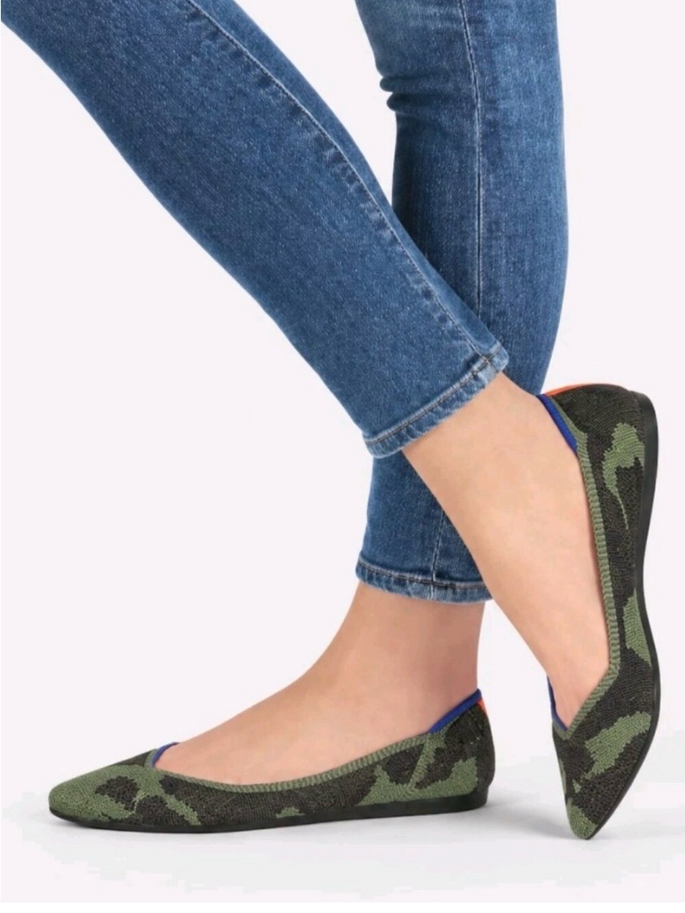 Rothys Olive Camo The Point Luxury Slip On Ballet Flats Women’s Size 6